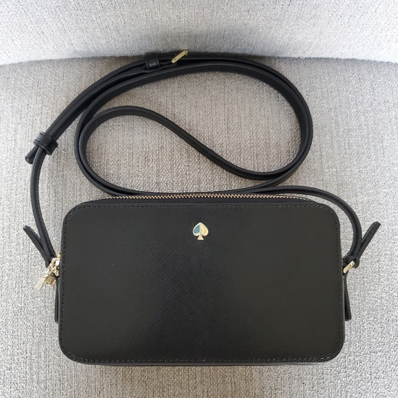 kate spade New York Mila Double Zip Leather Crossbody Bag, Black - Picture 7 of 16